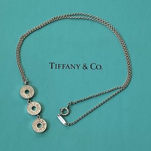 TIFFANY & CO. Vintage 1837 Sterling (925) Three Disc Drop Pendant Neckla…
